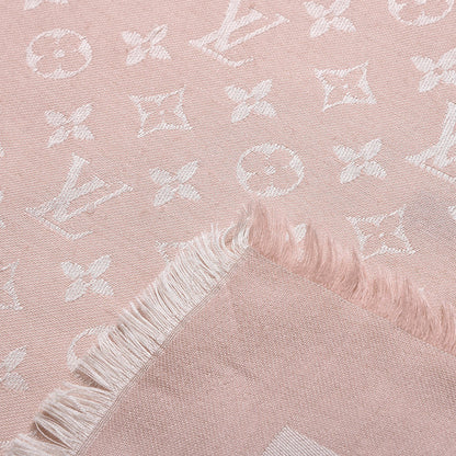 Louis Vuitton Silk Wool Monogram Denim Shawl Pink 4 of 11