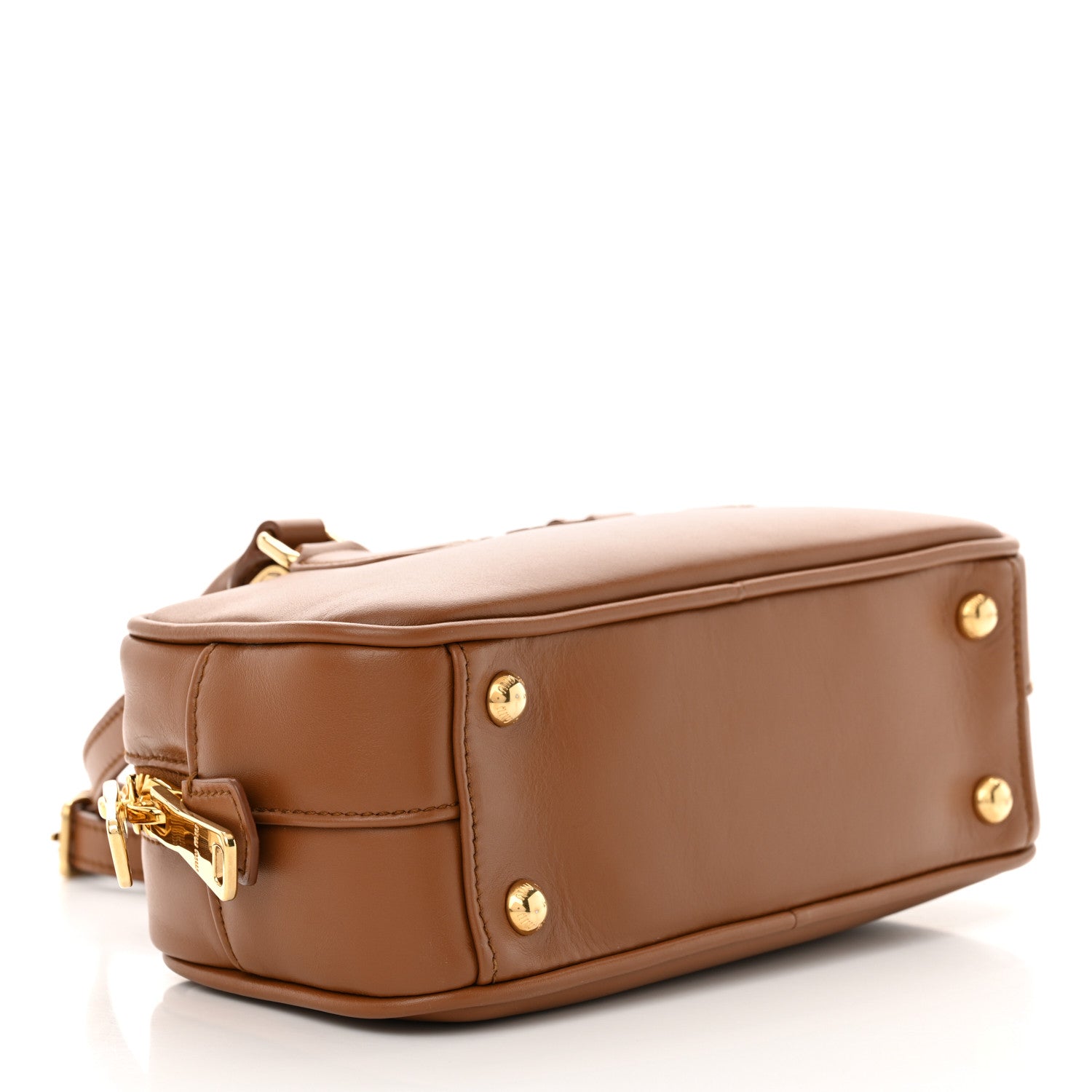 Miu Miu Calfskin Regular Arcadie Top Handle Bag Cognac 4 of 9
