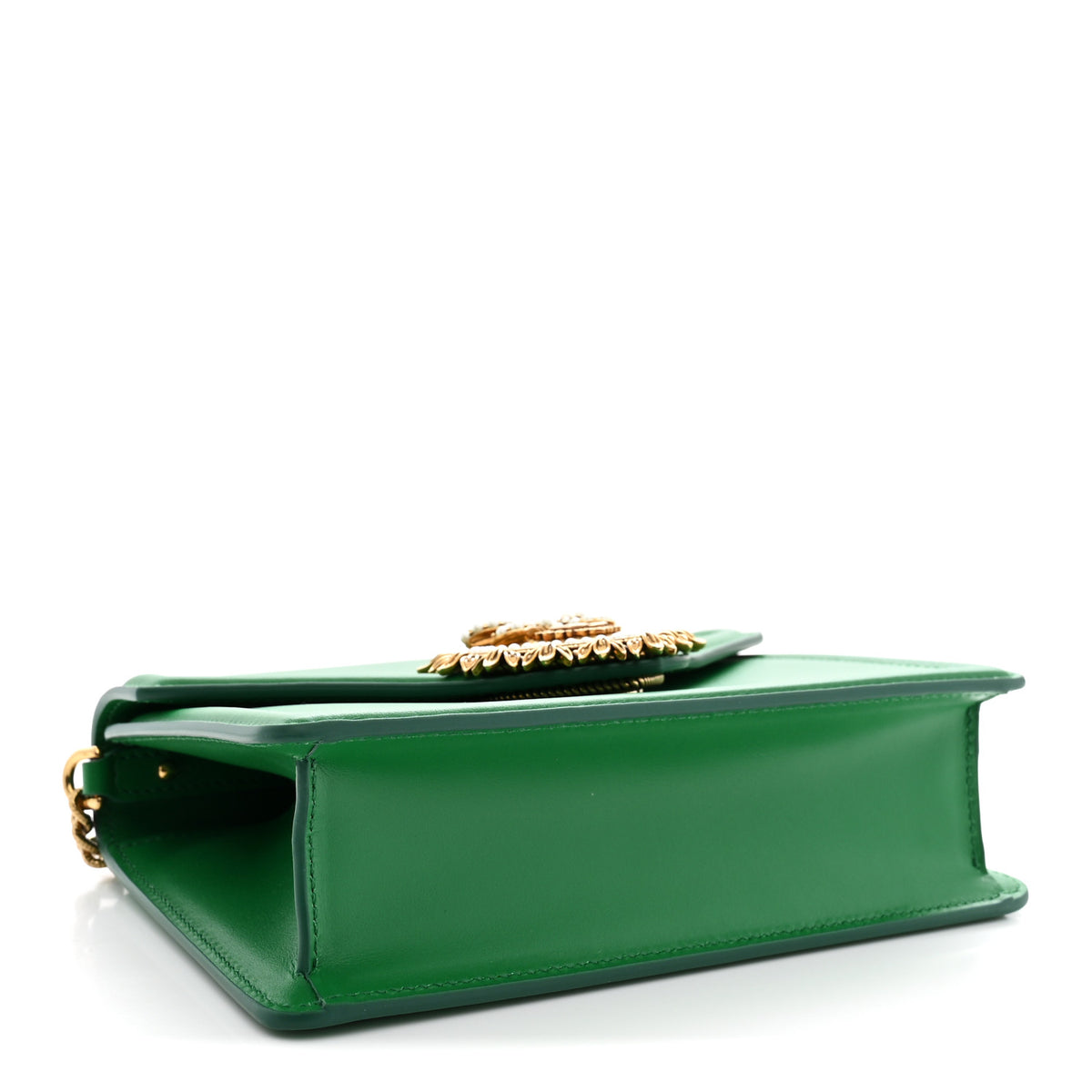 Smooth Calfskin Small Devotion Envelope Top Handle Bag Green
