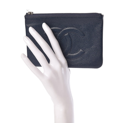 Chanel Caviar Timeless CC Small Cosmetic Case Dark Blue 2 of 8