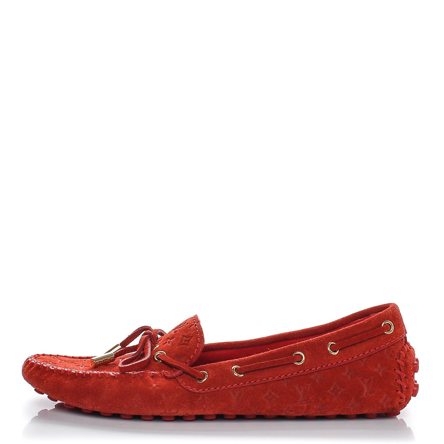 Suede Monogram Gloria Loafers 36 Rouge