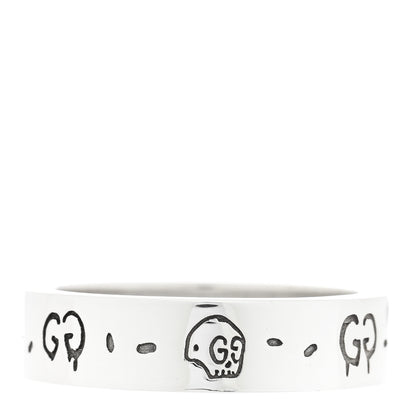 Gucci Sterling Silver Narrow GucciGhost Hamlet Skull Ring 63 10.25 1 of 5