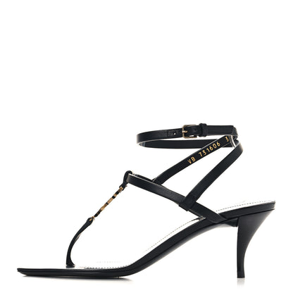 Saint Laurent Calfskin Cassandra 60 Sandals 37.5 Black 1 of 10