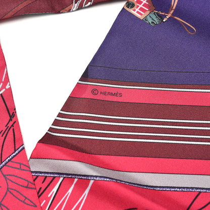 Hermes Silk Carre En Carres Maxi Twilly Rose Indien Bordeaux Vert 5 of 5