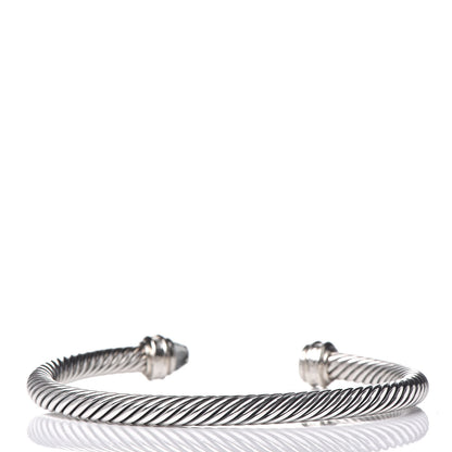 David Yurman Sterling Silver Diamond Prasiolite 5mm Cable Classics Bracelet 3 of 5
