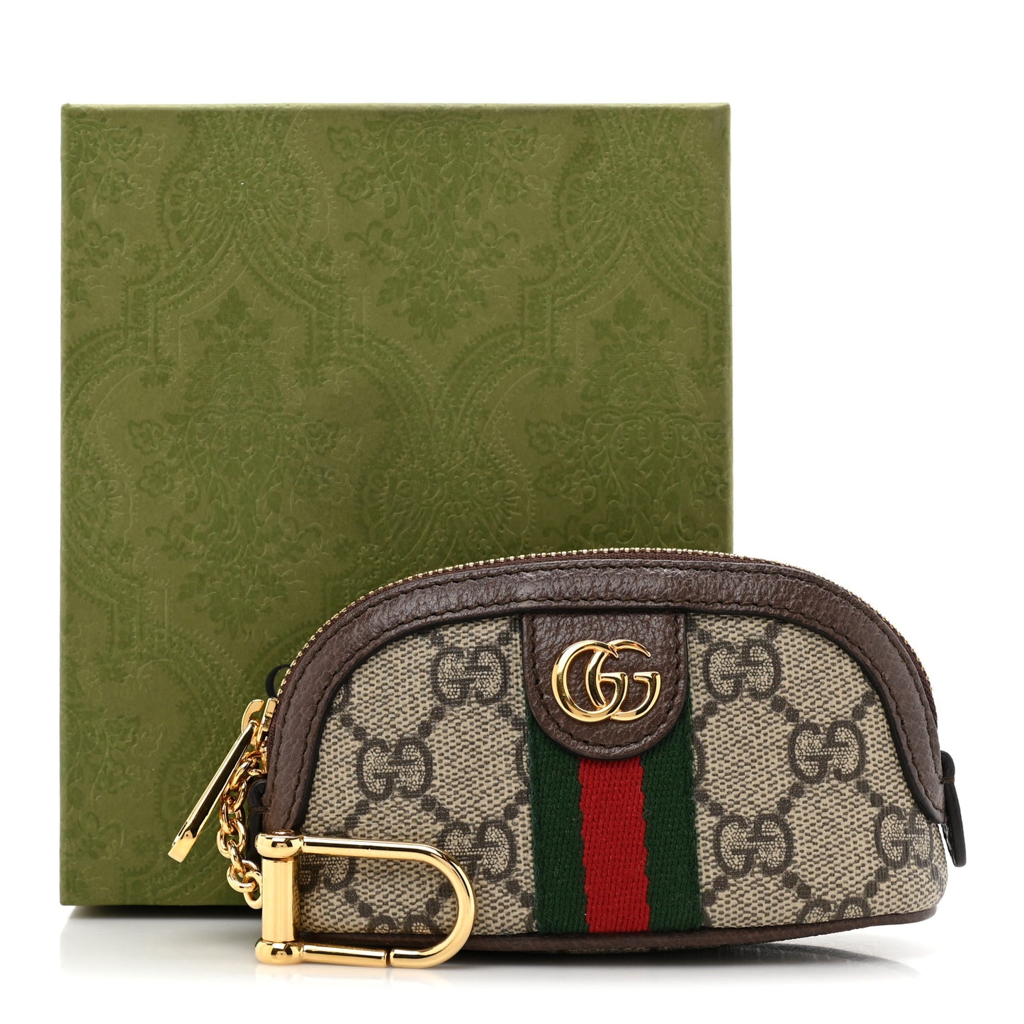 GG Supreme Monogram Web Ophidia Dome Key Pouch Beige New Acero
