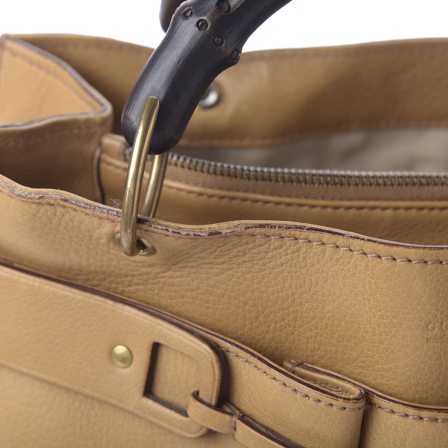 Gucci Calfskin Bamboo Handle Tote Tan 17 of 17