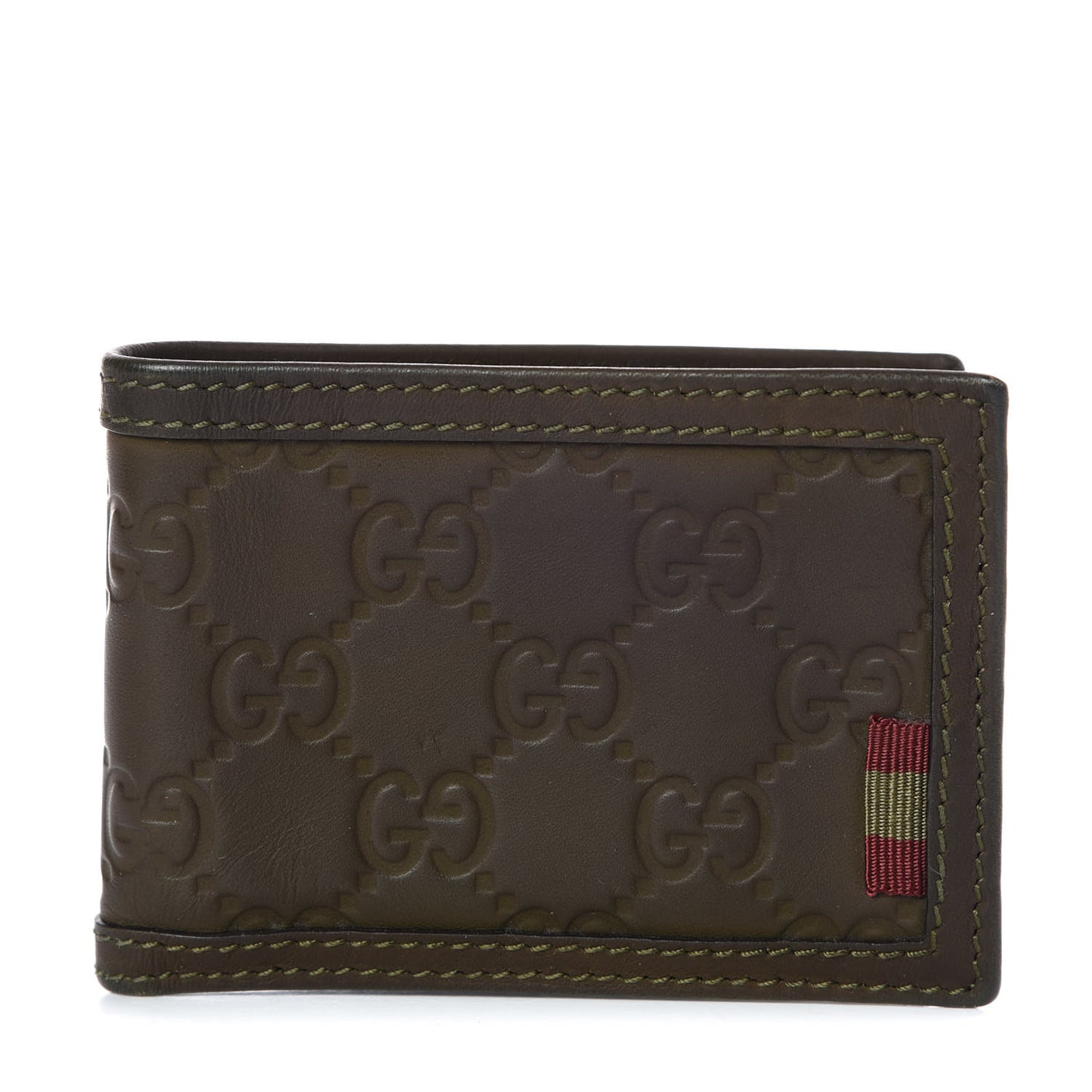 Guccissima Rubber Mini Bi Fold Wallet Green
