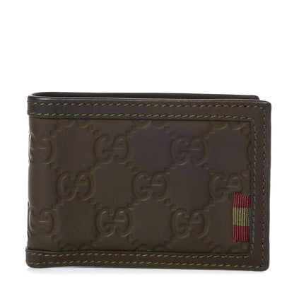 Gucci Guccissima Rubber Mini Bi Fold Wallet Green 1 of 8
