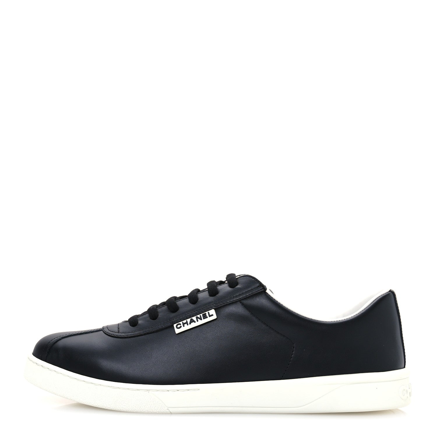 Chanel Calfskin CC Mens Sneakers 11.5 Black 1 of 8
