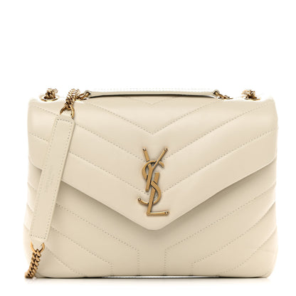 Saint Laurent Calfskin Y Quilted Monogram Small Loulou Chain Satchel Crema Soft 1 of 12