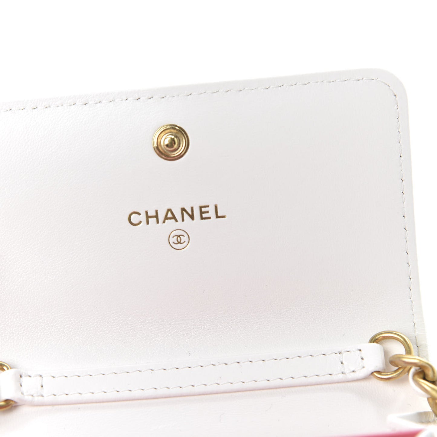 Lambskin Quilted 19 Flap Coin Purse With Chain White