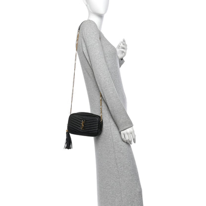 Saint Laurent Grain De Poudre Matelasse Monogram Mini Lou Camera Bag Black 2 of 10