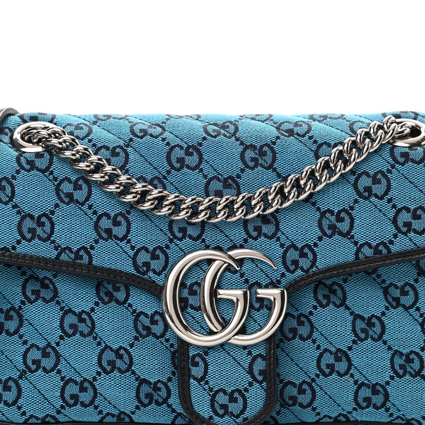 Monogram Multicolor Matelasse Diagonal Small GG Marmont Shoulder Bag Light Blue