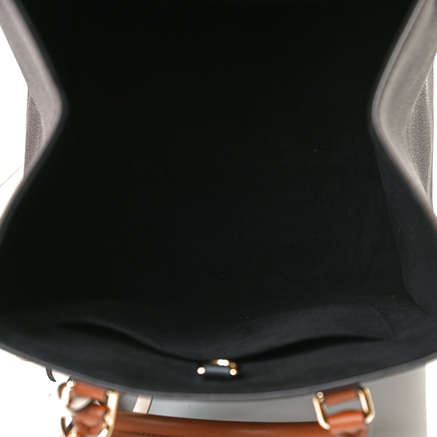 Calfskin Monogram Fold Tote MM Black Wine Cream