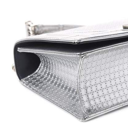 Christian Dior Metallic Patent Micro-Cannage Medium Diorama Flap Bag Silver 5 of 12