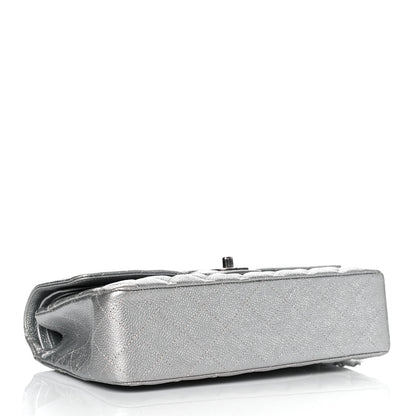 Chanel Metallic Caviar Quilted Medium Double Flap Silver 4 of 10