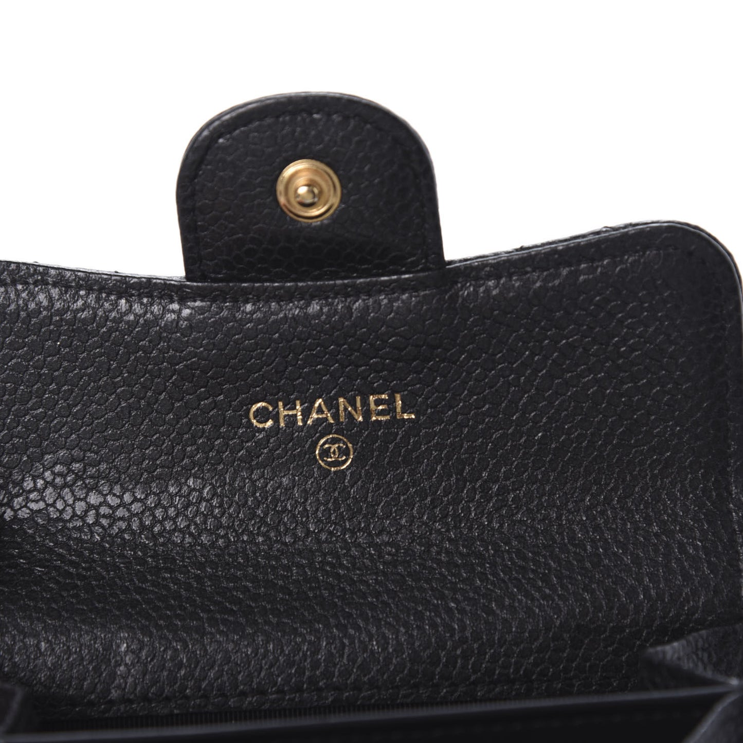 Caviar Quilted Flap Card Holder Wallet Black