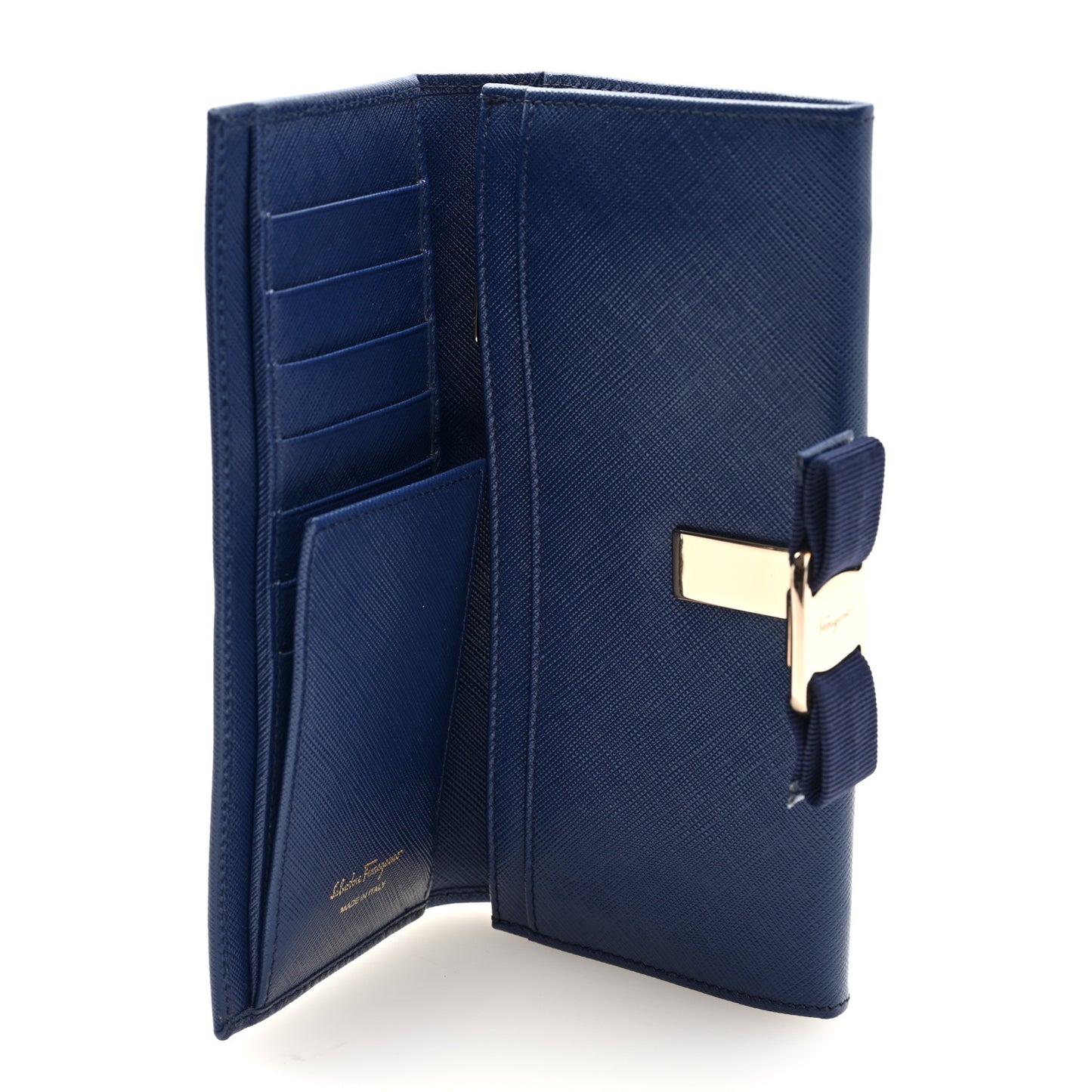 Printed Calfskin Vara Bow Continental Wallet Oxford Blue