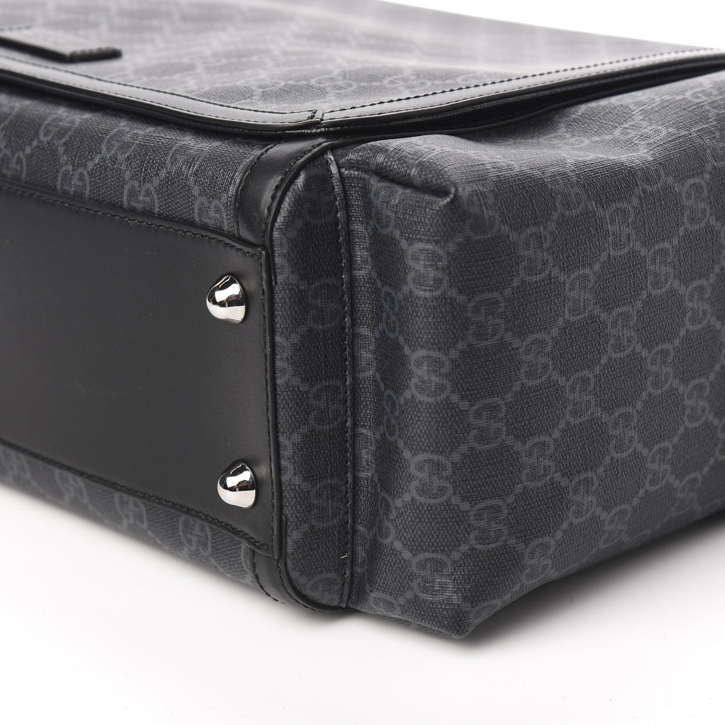 GG Supreme Monogram Web Messenger Diaper Bag Black Grey