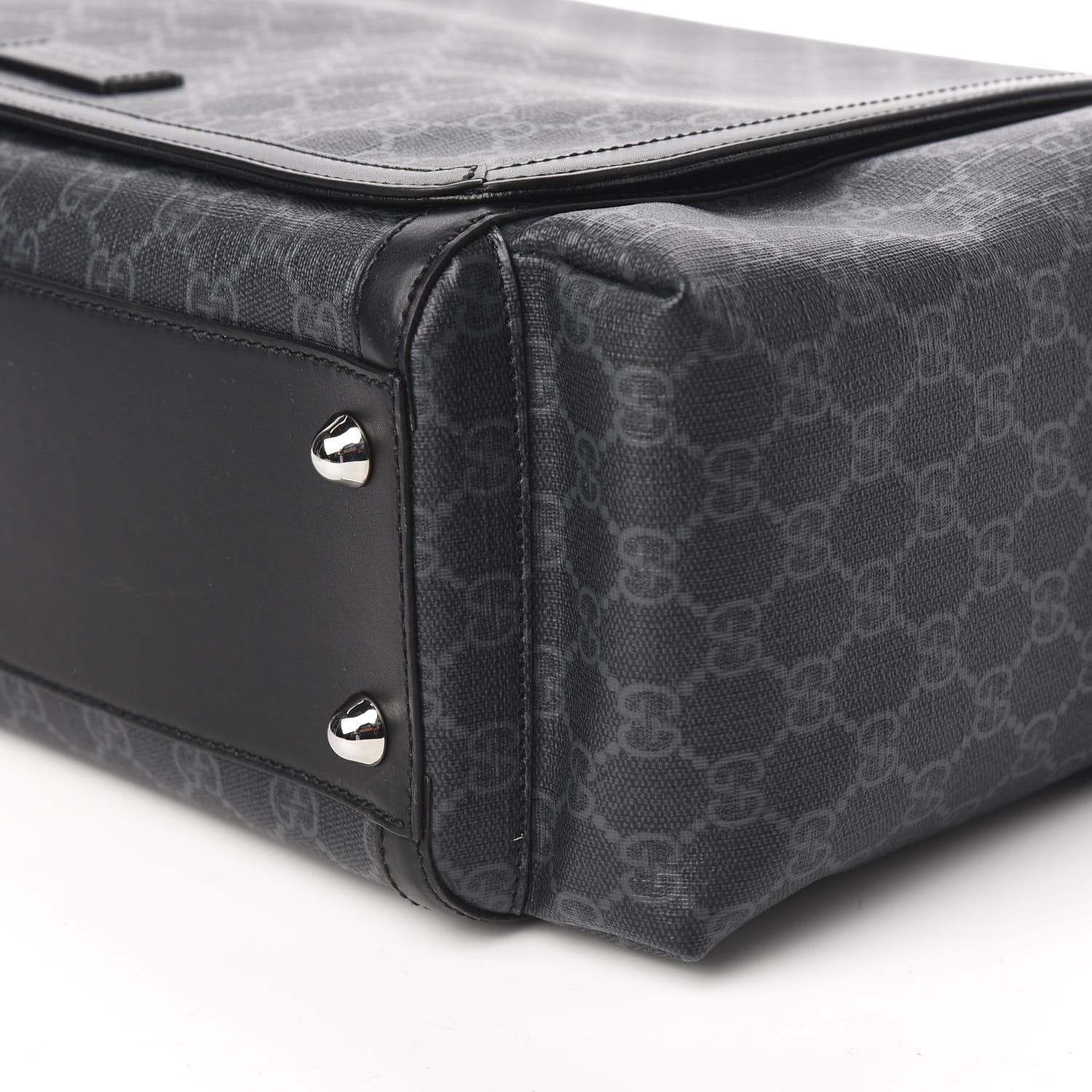 Gucci GG Supreme Monogram Web Messenger Diaper Bag Black Grey 9 of 11