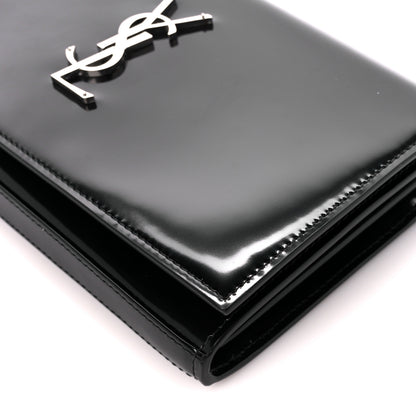 Saint Laurent Glazed Calfskin Cassandre Wallet On Chain WOC Black 9 of 10