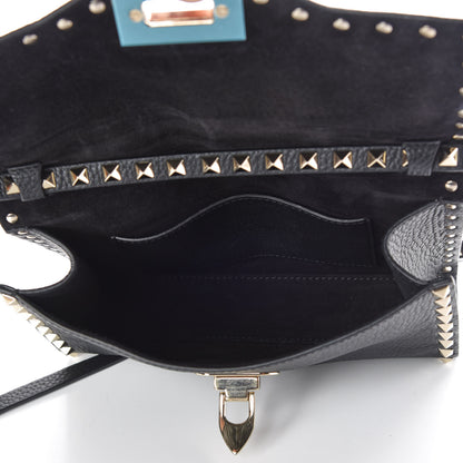 Valentino Garavani Pebbled Calfskin Medium Rockstud Flip Lock Crossbody Bag Black 9 of 10