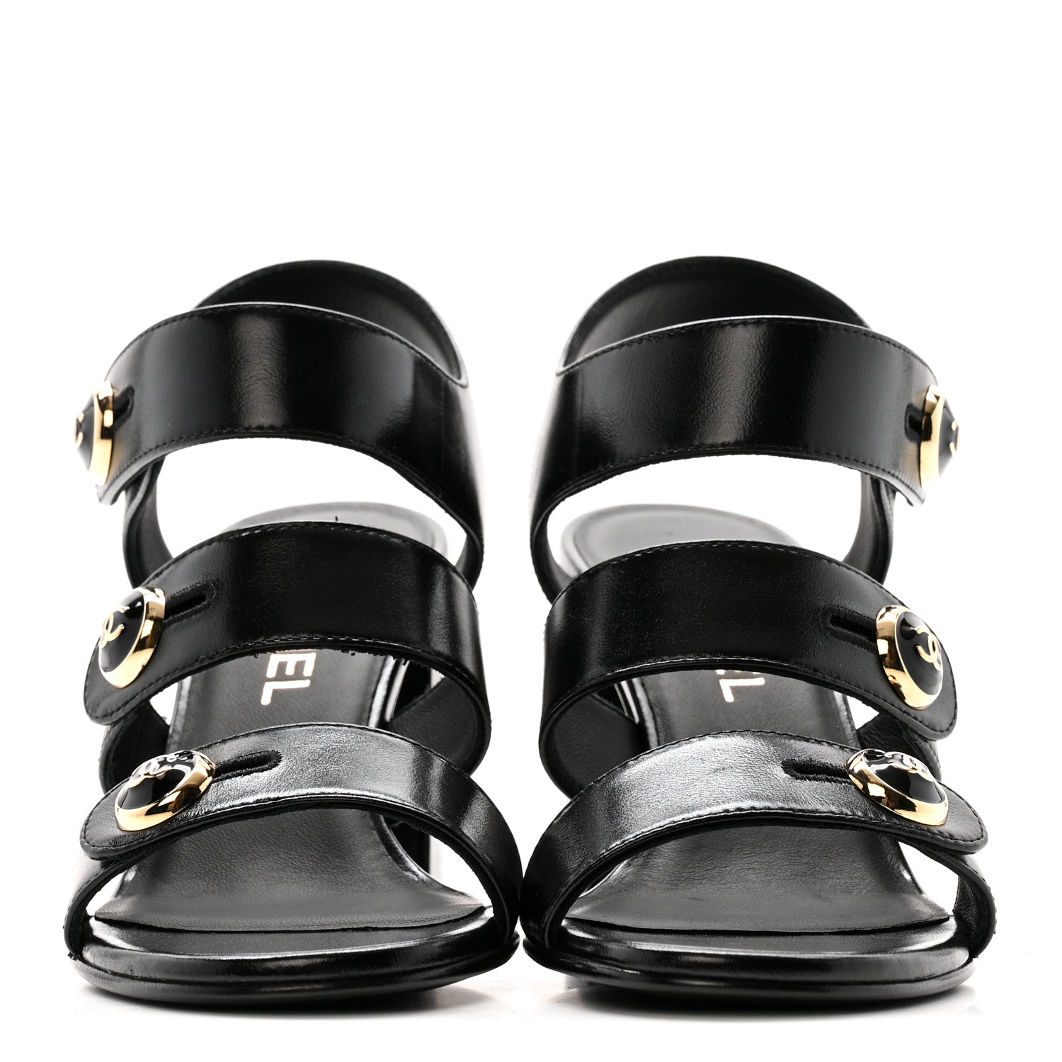 Chanel Shiny Calfskin CC Sandals 37.5 Black 6 of 20