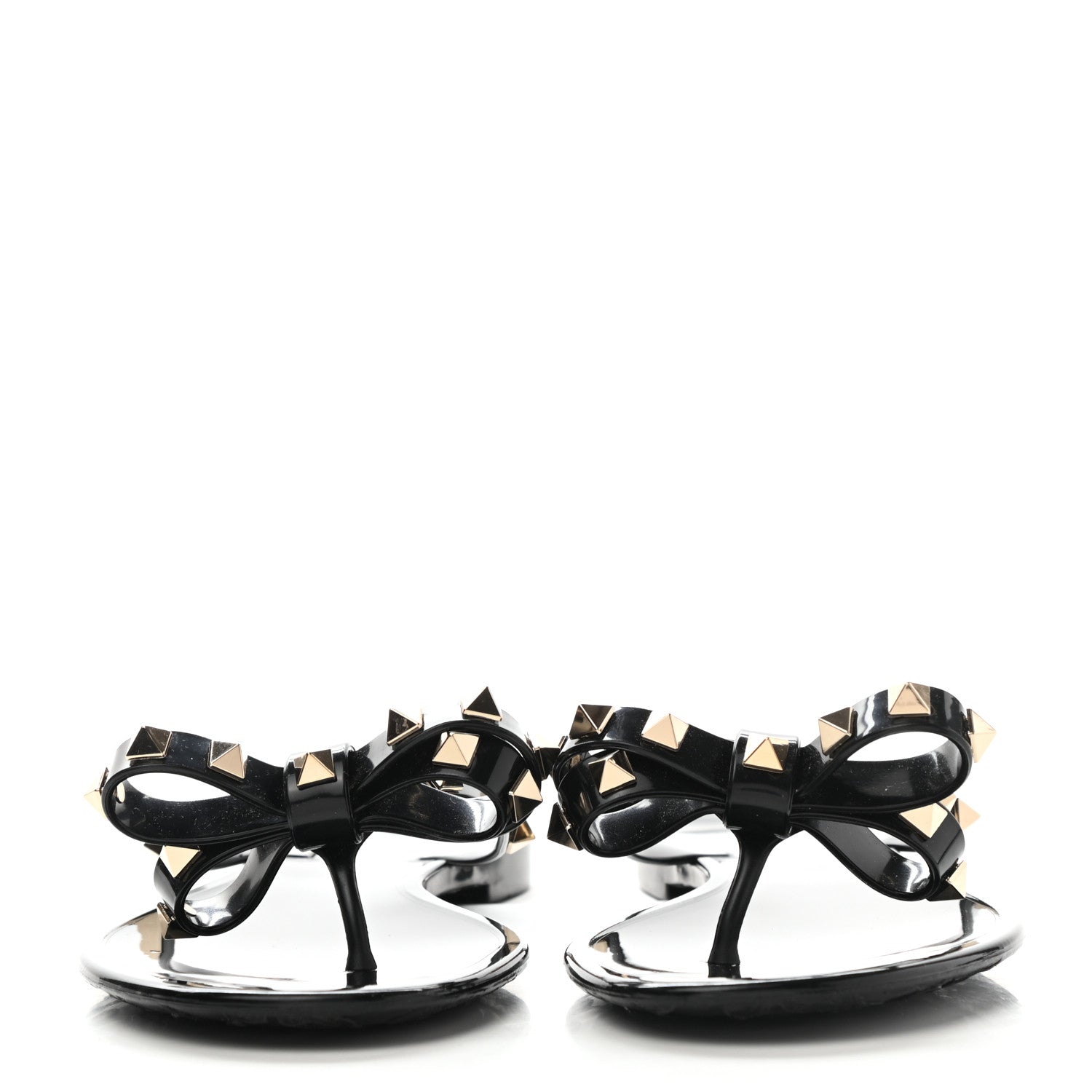 Valentino Garavani PVC Jelly Rockstud Bow Thong Sandals 37 Black 2 of 8
