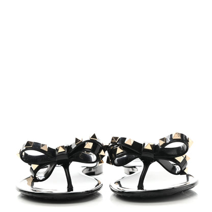 Valentino Garavani PVC Jelly Rockstud Bow Thong Sandals 37 Black 2 of 8