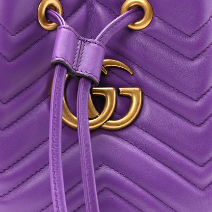Gucci Calfskin Matelasse Sylvie Web GG Marmont Bucket Bag Purple 8 of 10