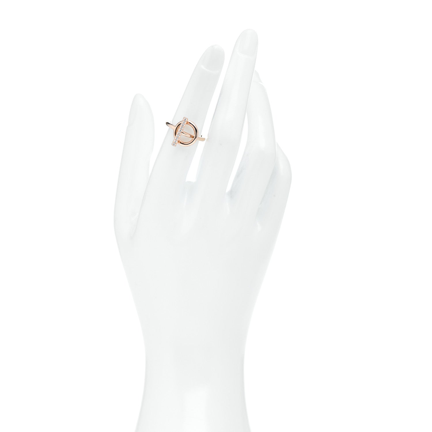 Hermes 18K Rose Gold Diamond PM Echappee Ring 50 5.25 2 of 5