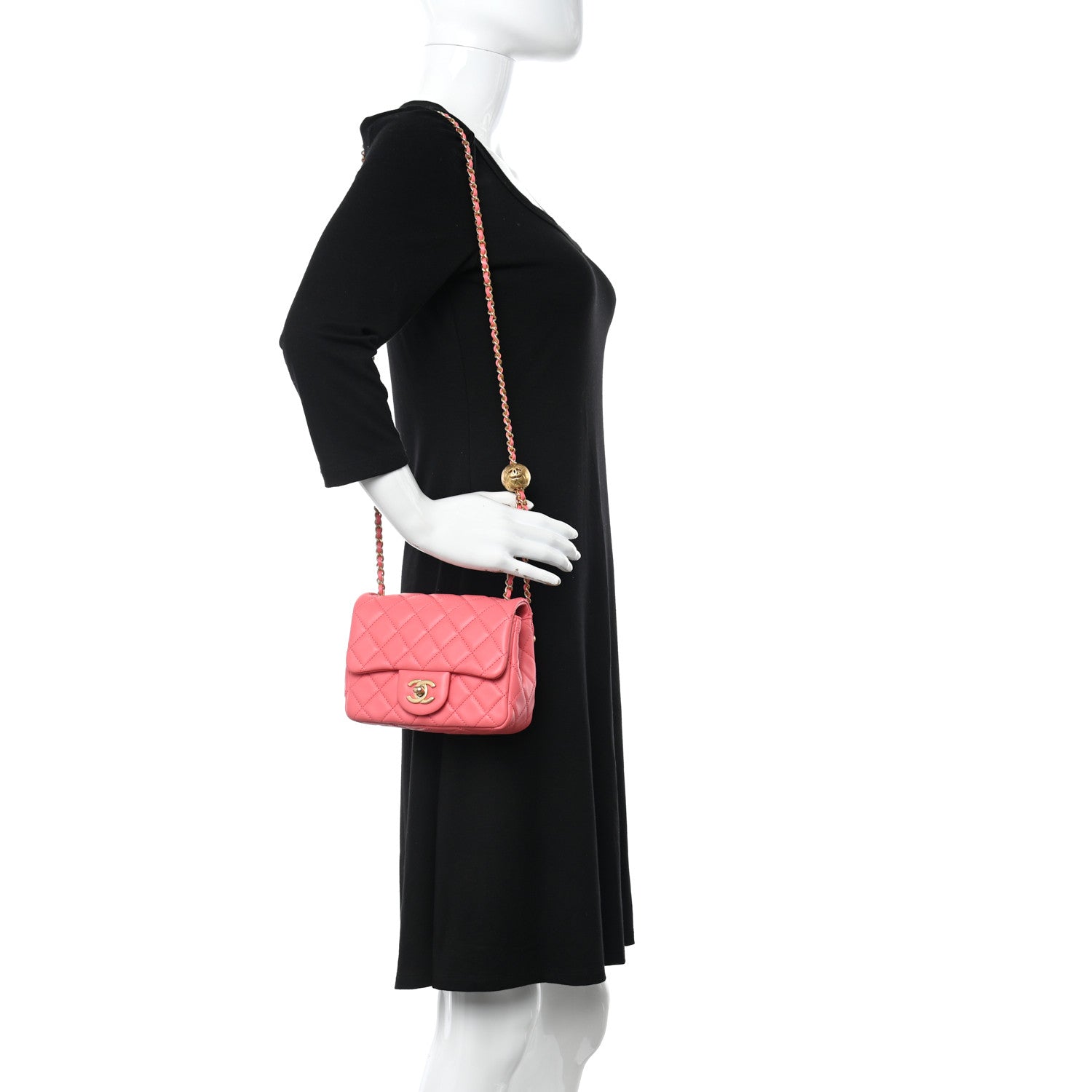 Chanel Lambskin Quilted Mini Pearl Crush Flap Coral 2 of 10