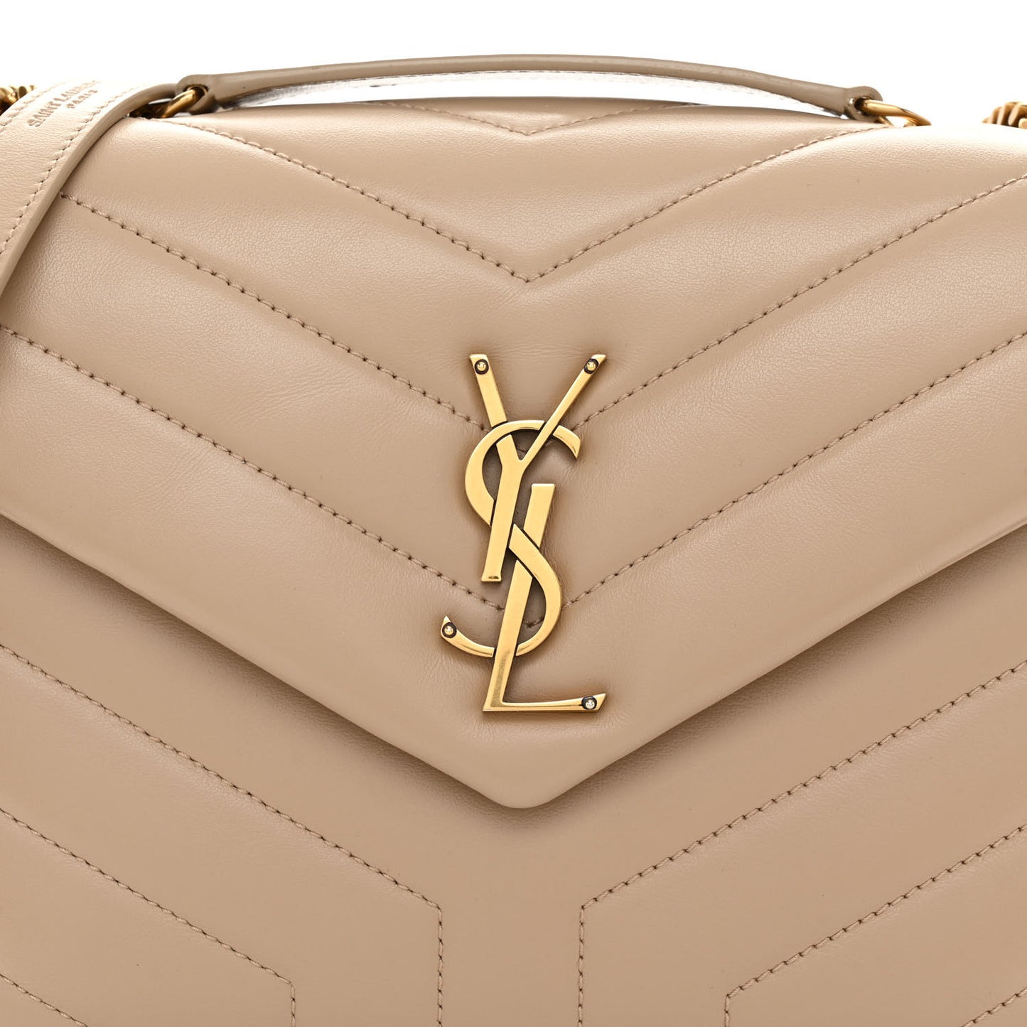 Calfskin Y Quilted Monogram Small Loulou Chain Satchel Dark Beige