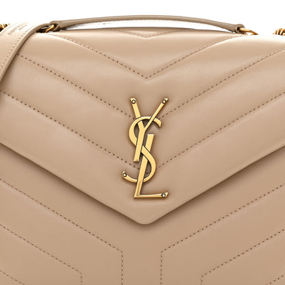 Saint Laurent Calfskin Y Quilted Monogram Small Loulou Chain Satchel Dark Beige 7 of 10