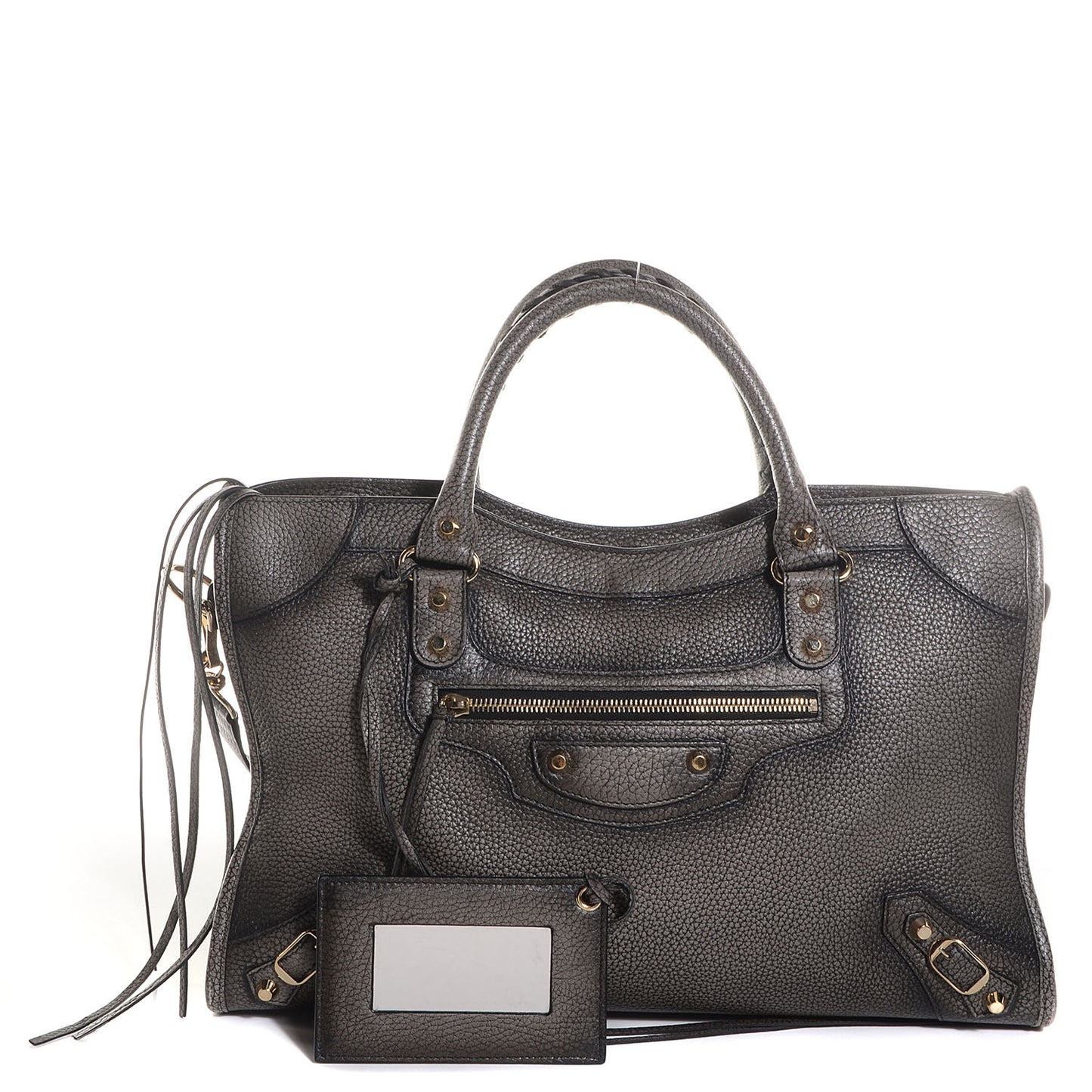 Grained Calfskin Classic Gold Hardware City Ombre Grey Gradient