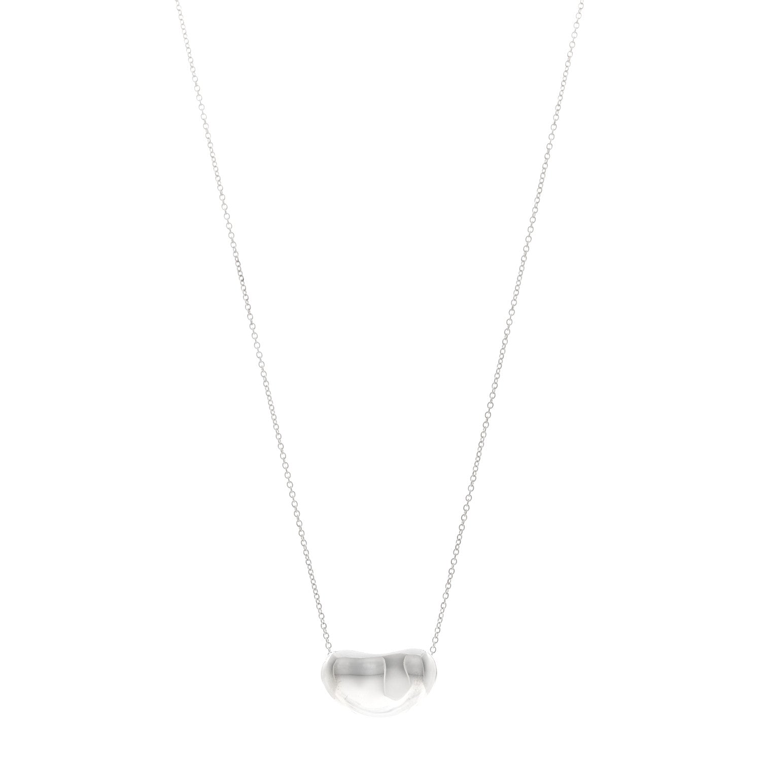 Tiffany Sterling Silver 19mm Elsa Peretti Bean Pendant Necklace 1 of 5