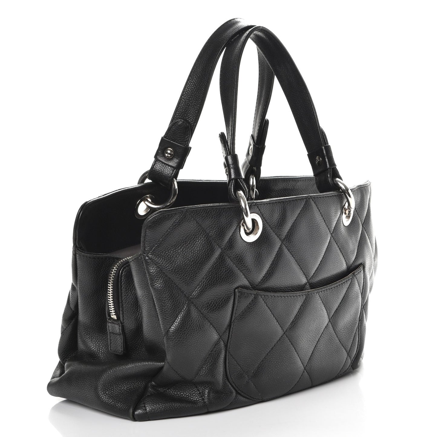 Soft Caviar Quilted CC Timeless Tote Black