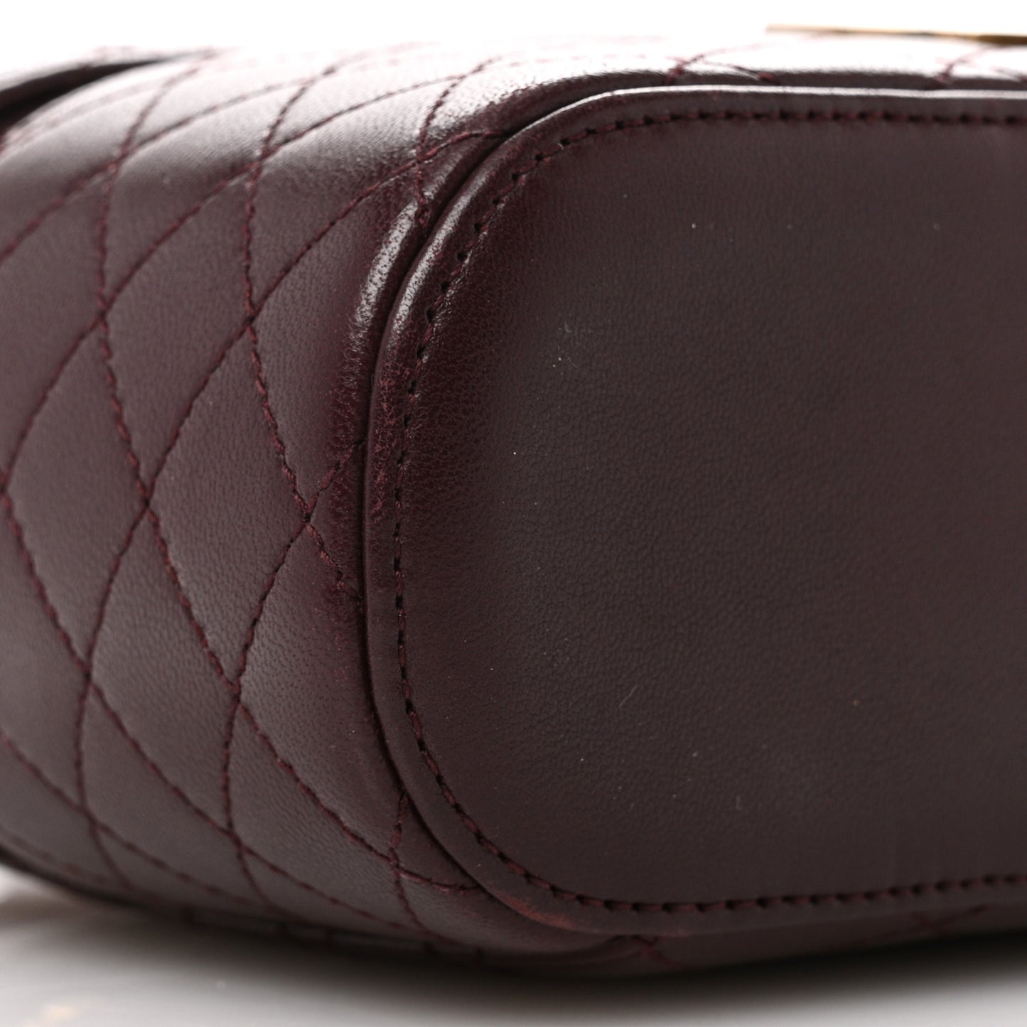 Lambskin Quilted Mini Gaby Vanity Case Rouge Cabernet