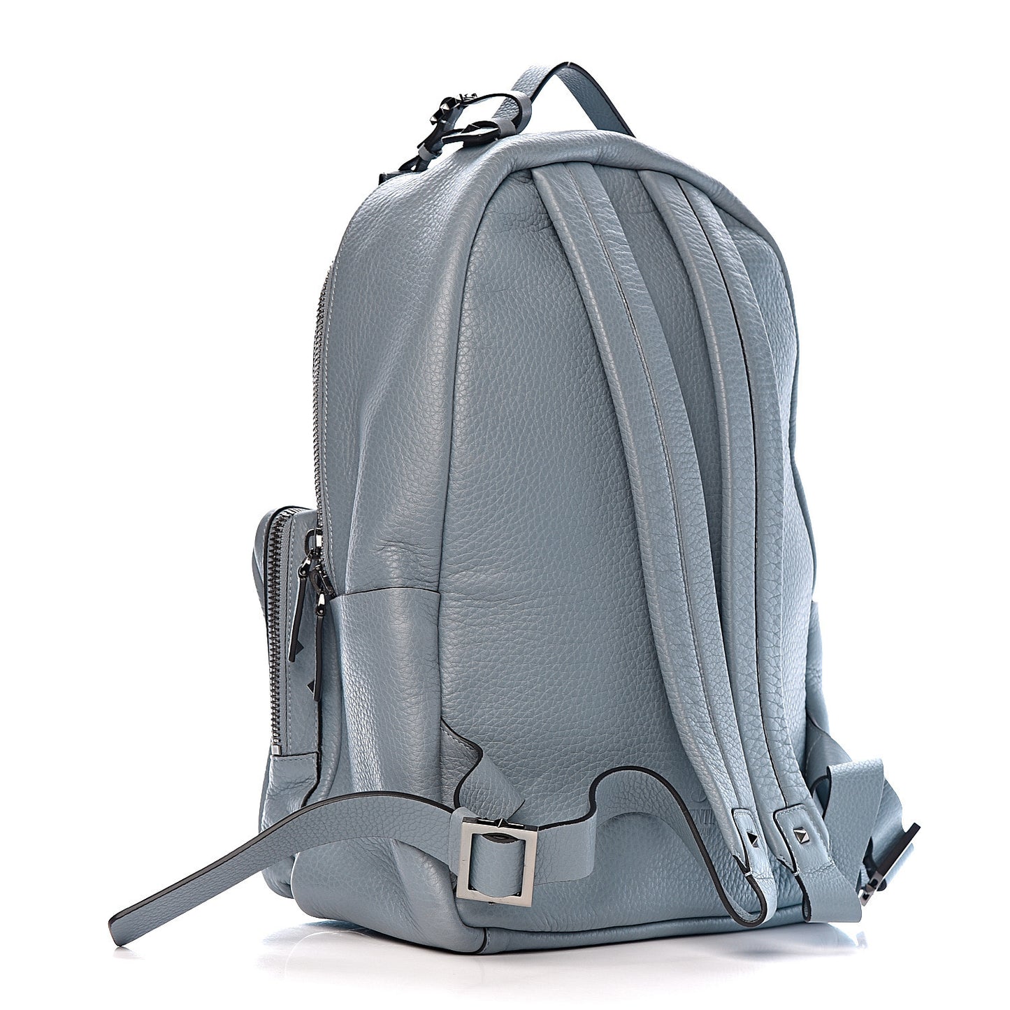 Grained Calfskin Rockstud Backpack Blue