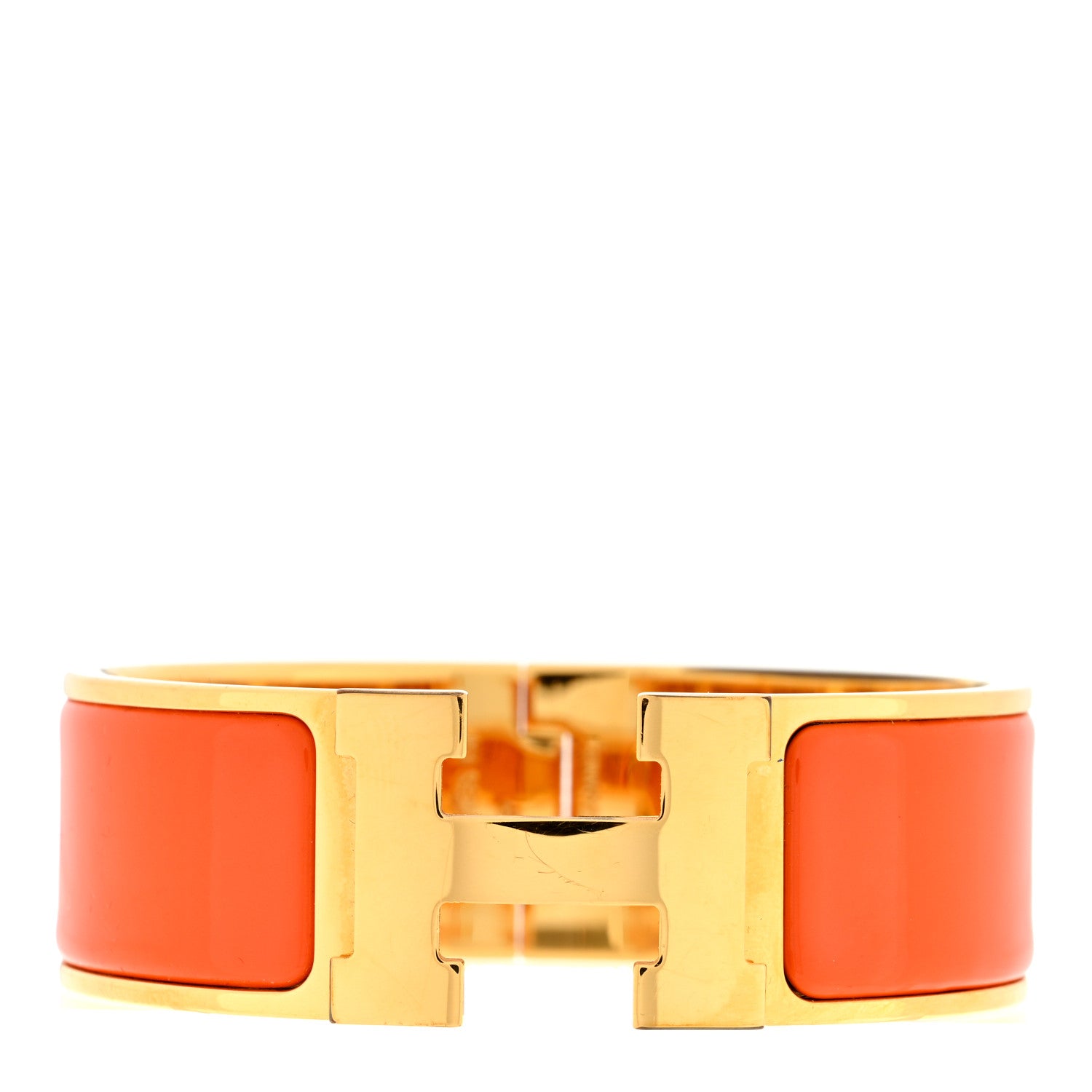 Hermes Enamel Wide Clic Clac H Bracelet GM Orange 1 of 4