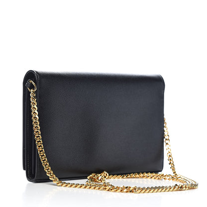 Saint Laurent Grain De Poudre Monogram Chain Wallet Black 3 of 12
