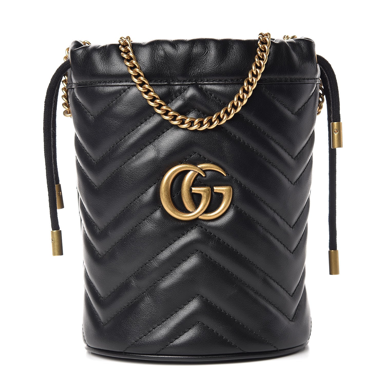 Gucci Calfskin Matelasse Mini GG Marmont 2.0 Bucket Bag Black 1 of 8