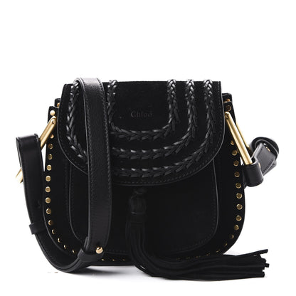 Chloe Suede Calfskin Braided Mini Hudson Shoulder Bag Black 1 of 9