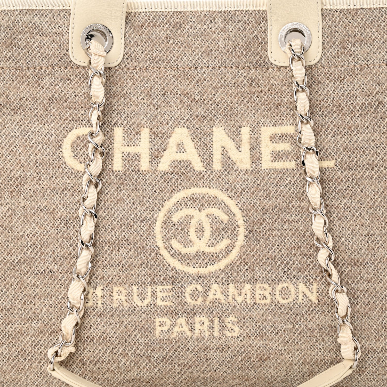 Chanel Mixed Fibers Calfskin Medium Deauville Tote Light Grey 8 of 11