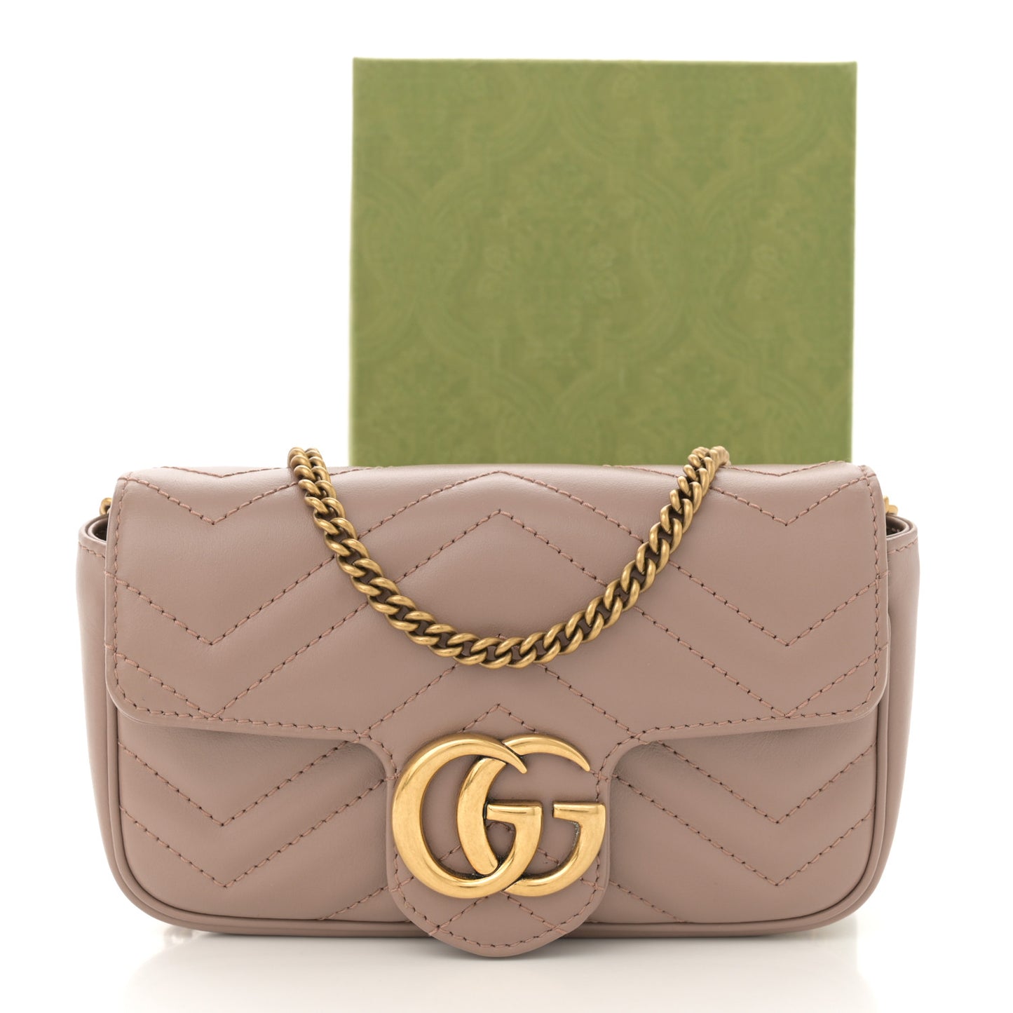 Calfskin Matelasse Super Mini GG Marmont Shoulder Bag Porcelain Rose