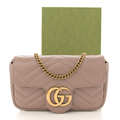 Gucci Calfskin Matelasse Super Mini GG Marmont Shoulder Bag Porcelain Rose 11 of 11