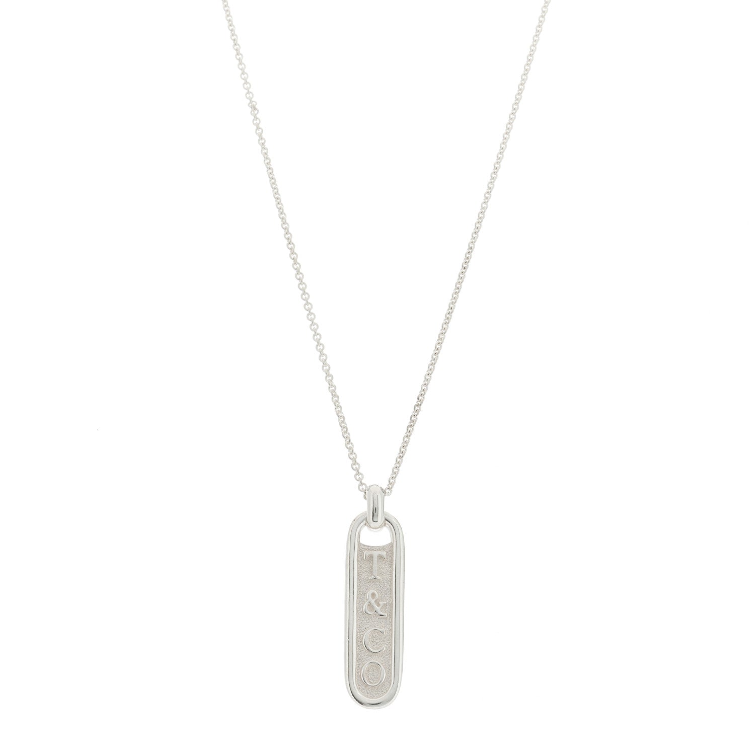 Tiffany Sterling Silver Zipper Bar Pendant Necklace 1 of 7