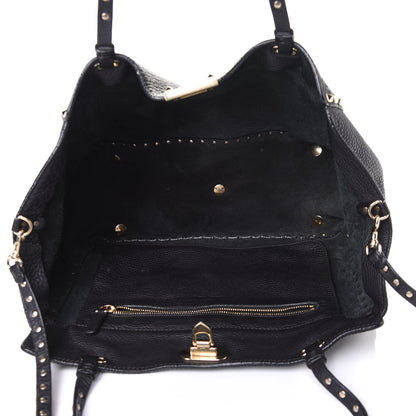 Valentino Garavani Pebbled Calfskin Medium Rockstud Tote Black 11 of 20