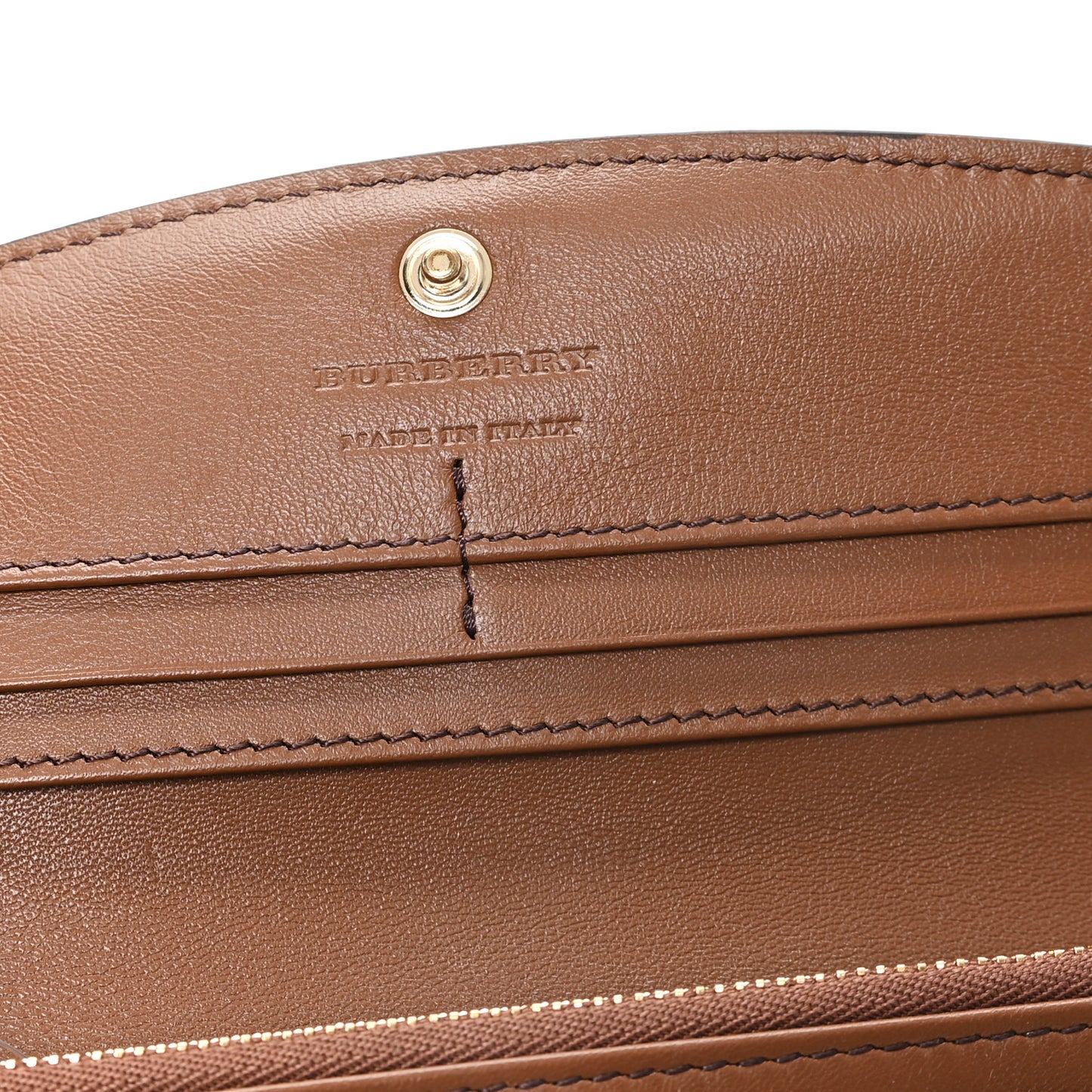 Horseshoe Calfskin House Check Porter Continental Wallet Tan